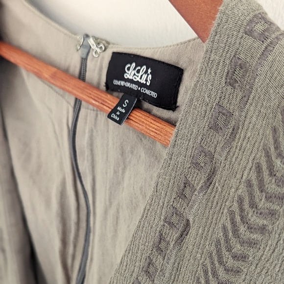 Olive Green Embroidered Romper - Picture 4 of 10